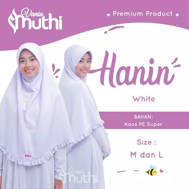 Jilbab HANIN Vania Muthi Curly Size M (SD-SMP) dan L (SMP-SMA) - Hijab Remaja - Jilbab Sekolah