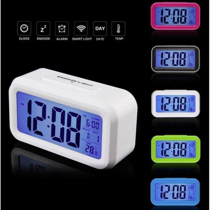 Jam Meja Digital / Jam Weker Pintar / Digital Smart Alarm Clock -  Lampu LED Sensor Temperatur / Jam Weker Pintar