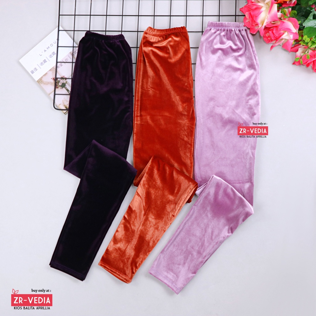 Legging Cleo 10-12 Tahun / Celana Leging Pants Anak Cewek Polos Perempuan Bludru Panjang Import