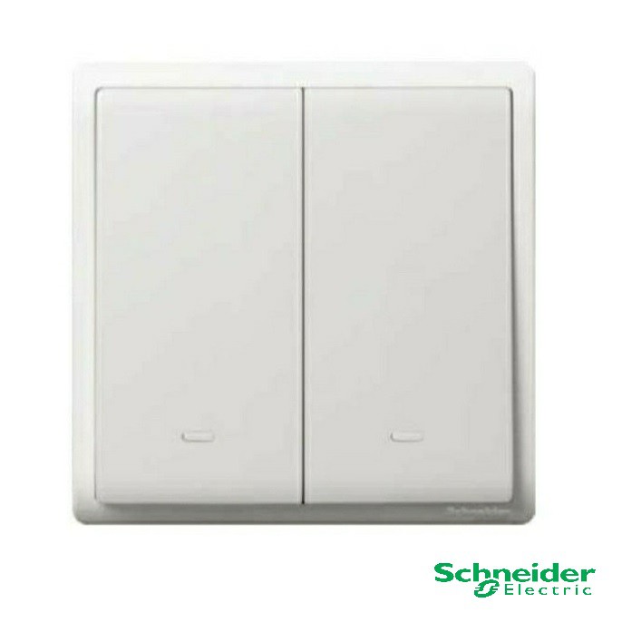 Schneider Saklar PIENO Double / Seri E8232L1F Sakelar 2 Gang 1 Arah 1 Way