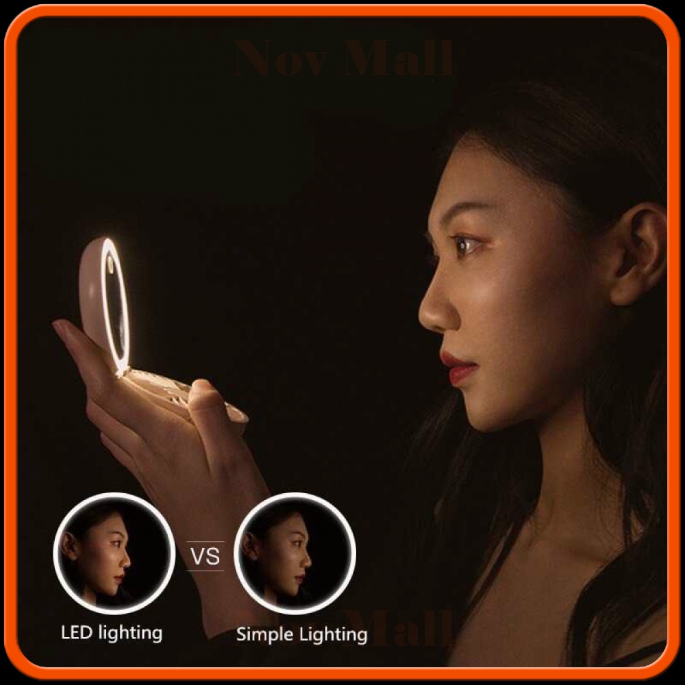 Cermin Lipat Make Up Mirror LED Light with Fan - DSHJ-S-1910