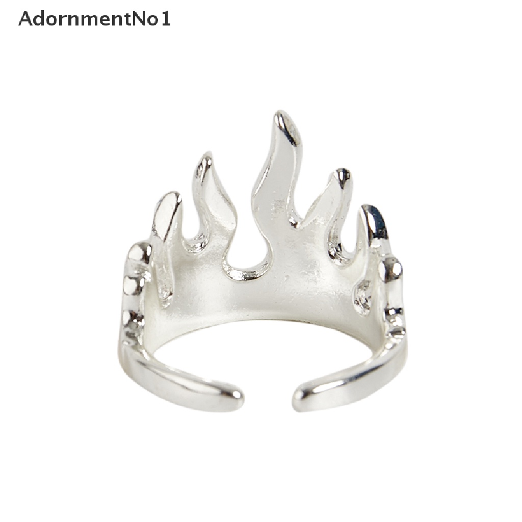 (AdornmentNo1) Cincin Terbuka Gaya Goth Punk Hip Hop Motif Api Untuk Pria / Wanita / Pesta