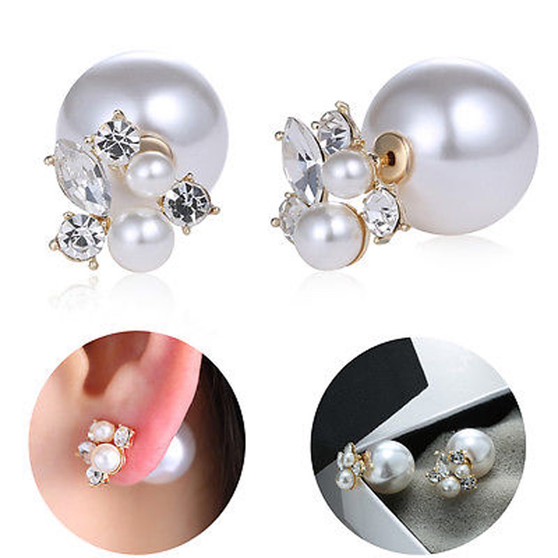 New Korean style alloy pearl earrings fashion piercing earrings ladies earrings rhinestone earrings jewelry wholesale