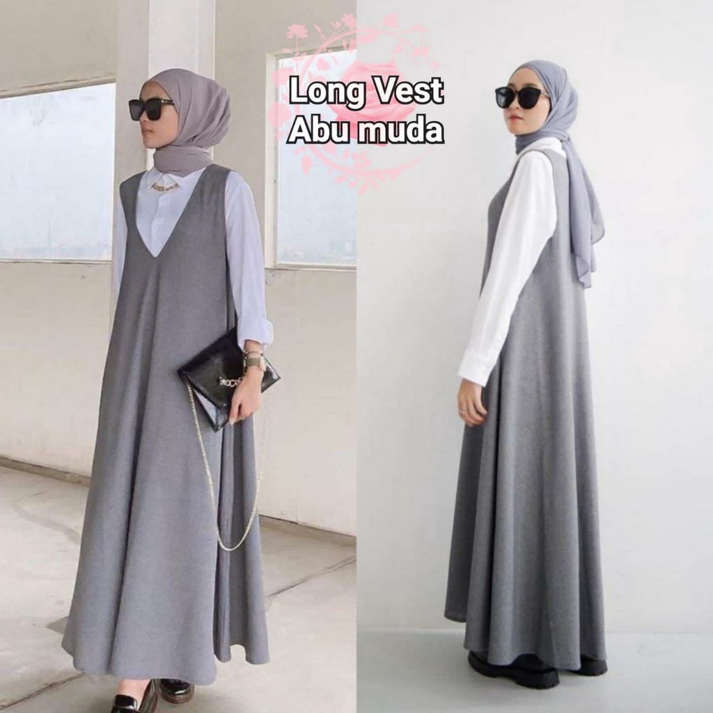 LONG VEST MODIS DRESS FASHION WANITA / LENGAN PANJANG / PAKAIAN PESTA TERLARIS TERBARU