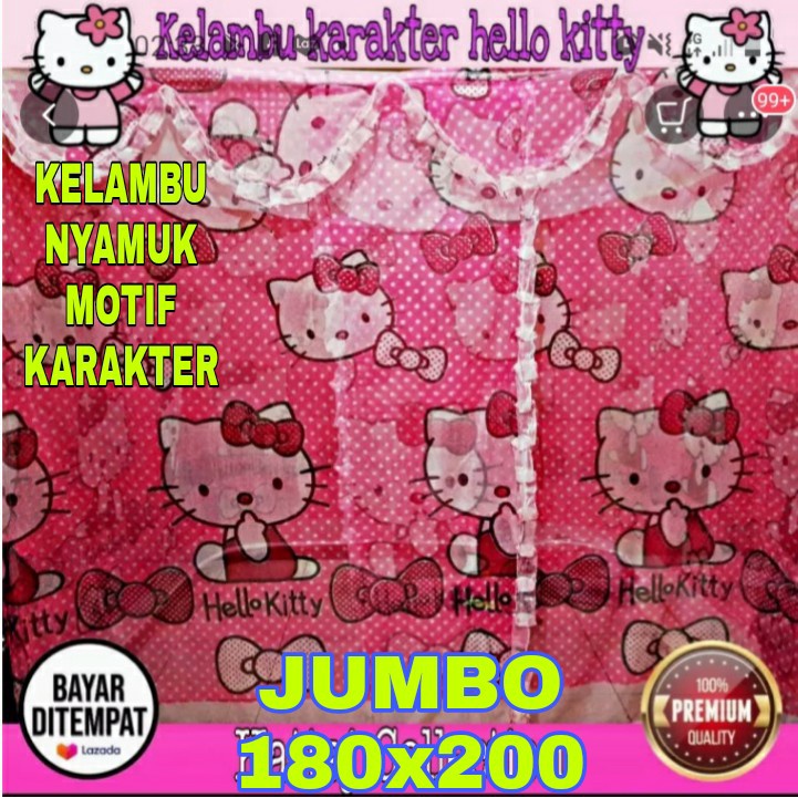 kelambu nyamuk ukuran jumbo motif karakter 180x200