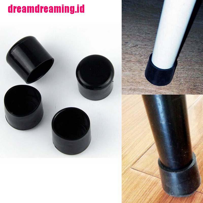 4pcs Pelindung Kaki Kursi / Meja Bahan Karet Warna Hitam