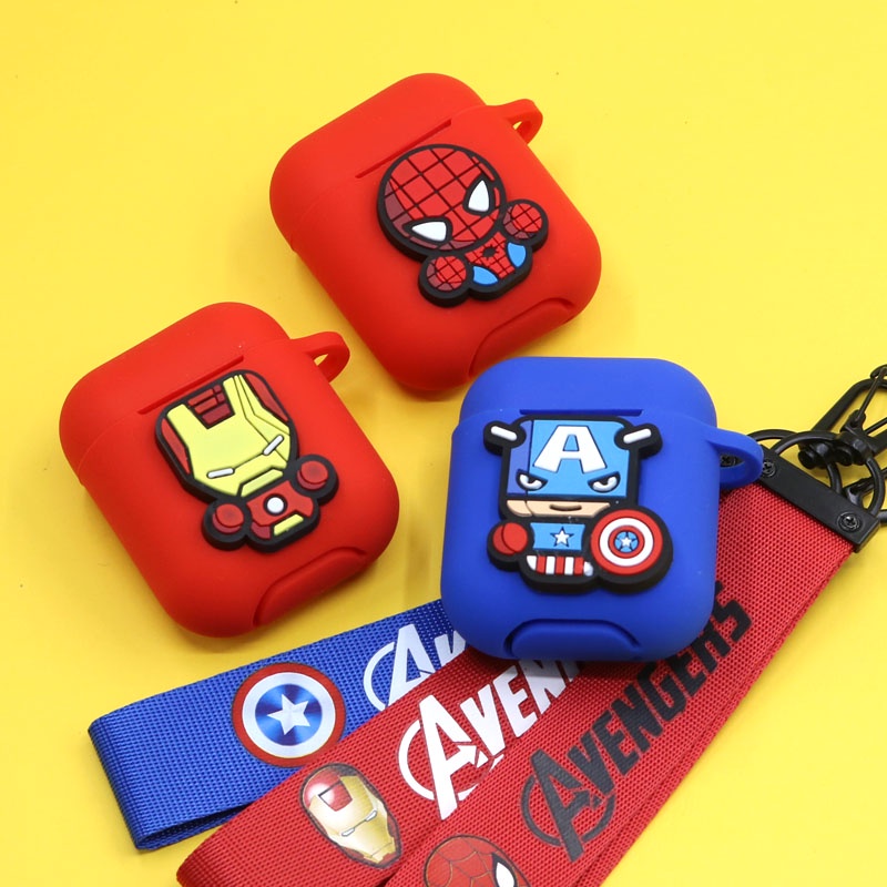 Casing Marvel Kompatibel Untuk Airpods1 2cover Pelindung Silikon Apple Wireless