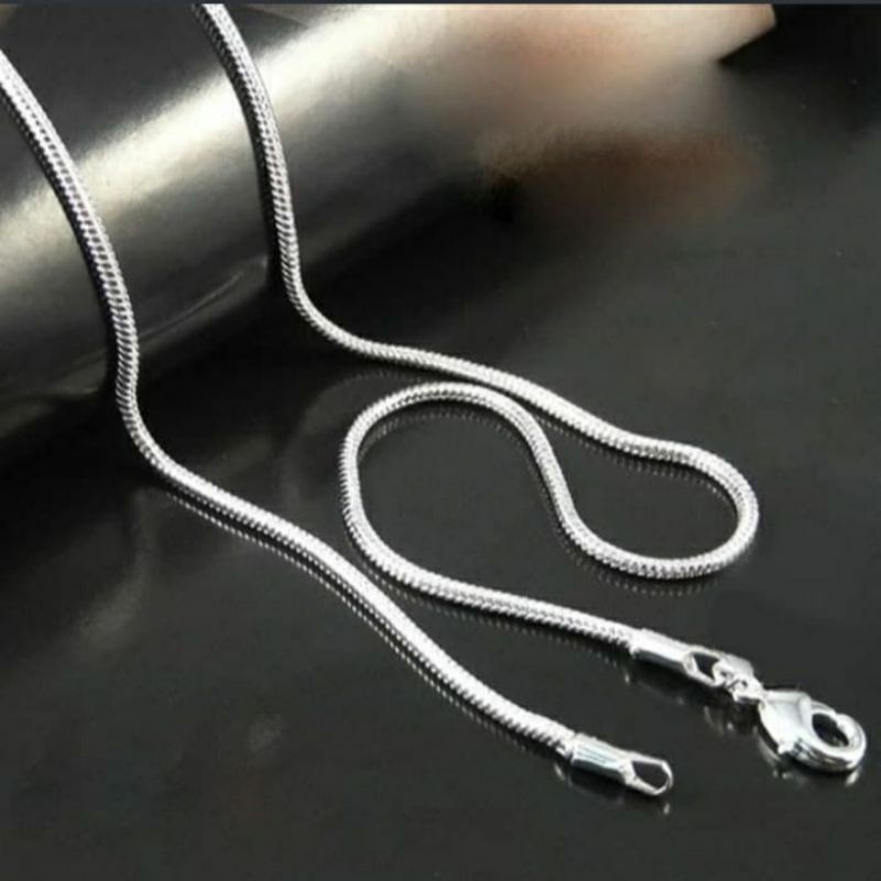 kalung titanium pria-cowok model ular kotak bulat stainlees steel 316L