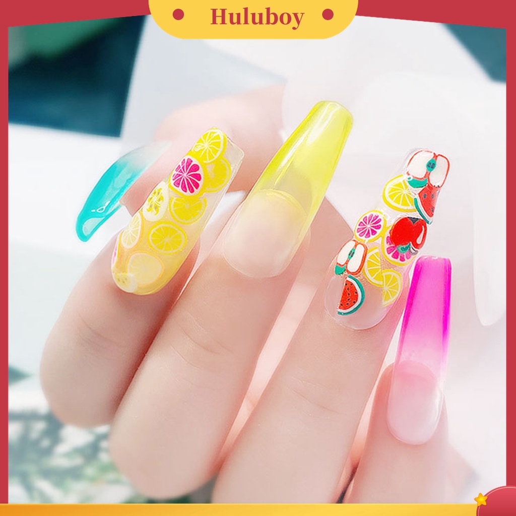 Huluboy Huluboy♡ 1000pcs / Set Potongan Kuku Bentuk Buah Dan Bulu Bahan Polymer Clay Untuk Nail Art Charms