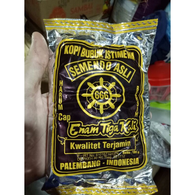 

Kopi Bubuk Istimewa Semendo Asli Cap Enam Tiga Kali 666 190gr