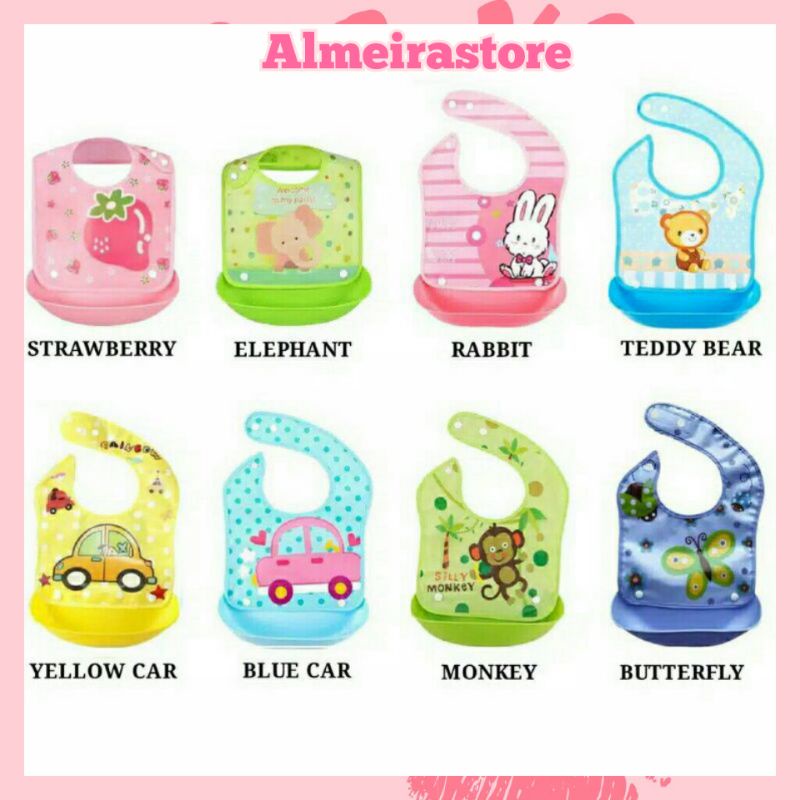 Slabber Silicon Baby / Celemek Makan Bayi Anti Air