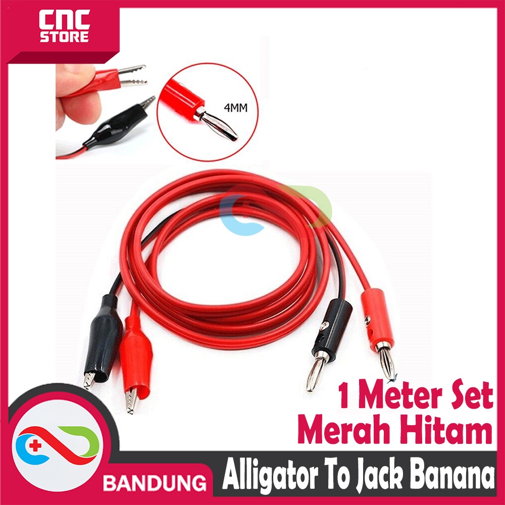 KABEL ALLIGATOR TO JACK BANANA 1 SET MERAH &amp;amp; HITAM 1 METER