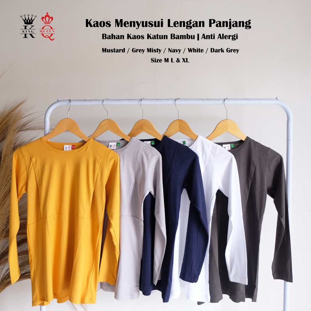 Manset lengan panjang menyusui bahan kaos bamboo