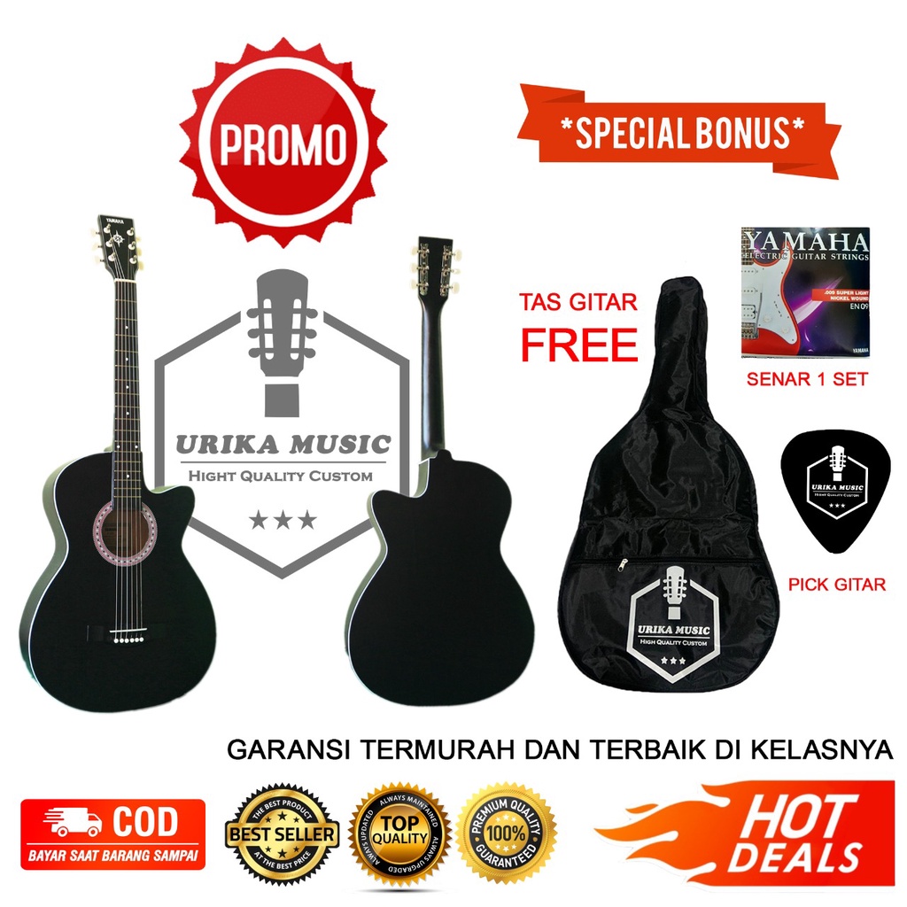 Gitar Akustik Murah untuk Pemula Warna Hitam Coklat Natural Cream