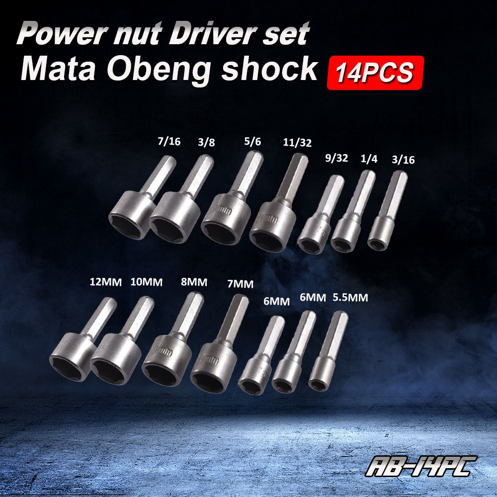 GARANSI ORI POWER NUT 14 Pcs Mata obeng elektrik 1/4&quot; bor Drill Bit mata shock MATA SHOCK SHOK MESIN BOR BAUT RUMPING ROOFING 5 - 19MM