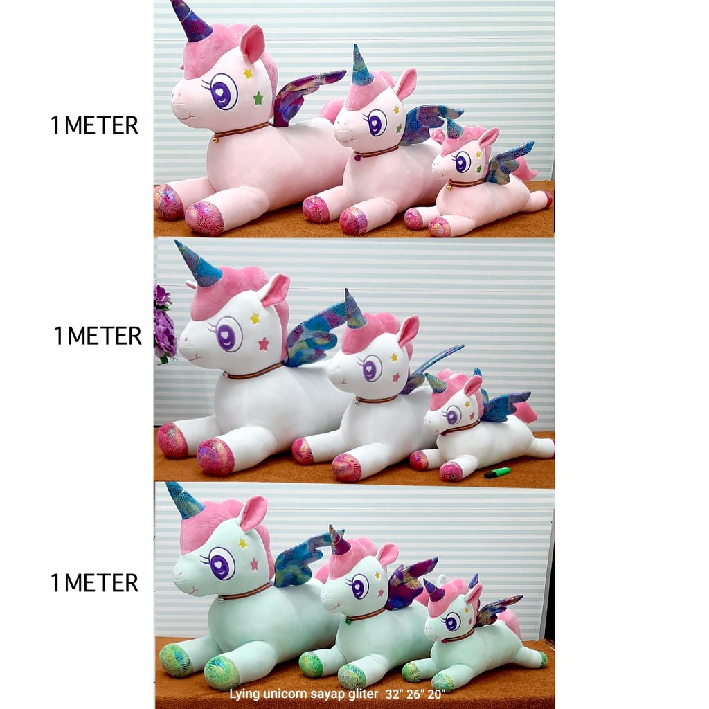 Boneka Lying Unicorn Soft Import Big besar 1 Meter Bantal kuda pony baby kids