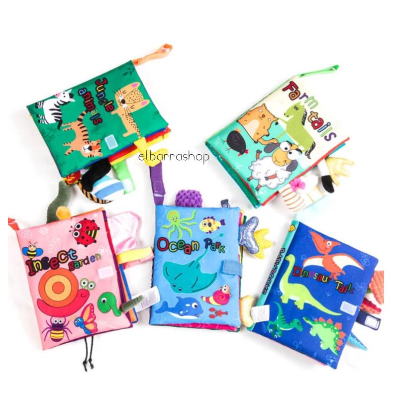 Mainan Edukasi Sensory Bayi Buku Ekor Hewan Tail Soft Cloth Book Baby Buku Sensori Colorful Softbook Bantal Animal Gantungan Kado Bayi Newborn Suara Plastik dan Toet Toet