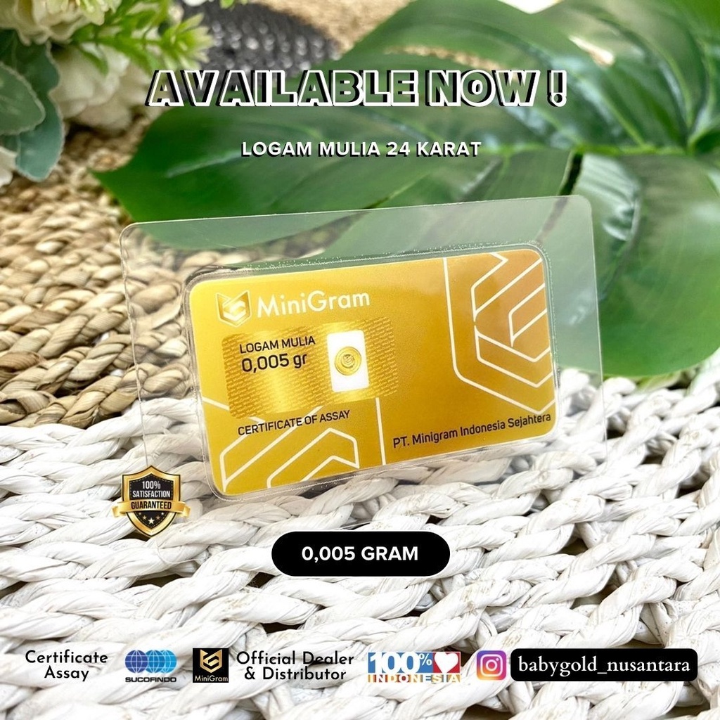 Mostalkidsmall Emas Mini 0.005 Gram Asli 24 Karat Mini Gram Logam Mulia Kecil Minigold Babygold Microgram Investasi Cod Bandung