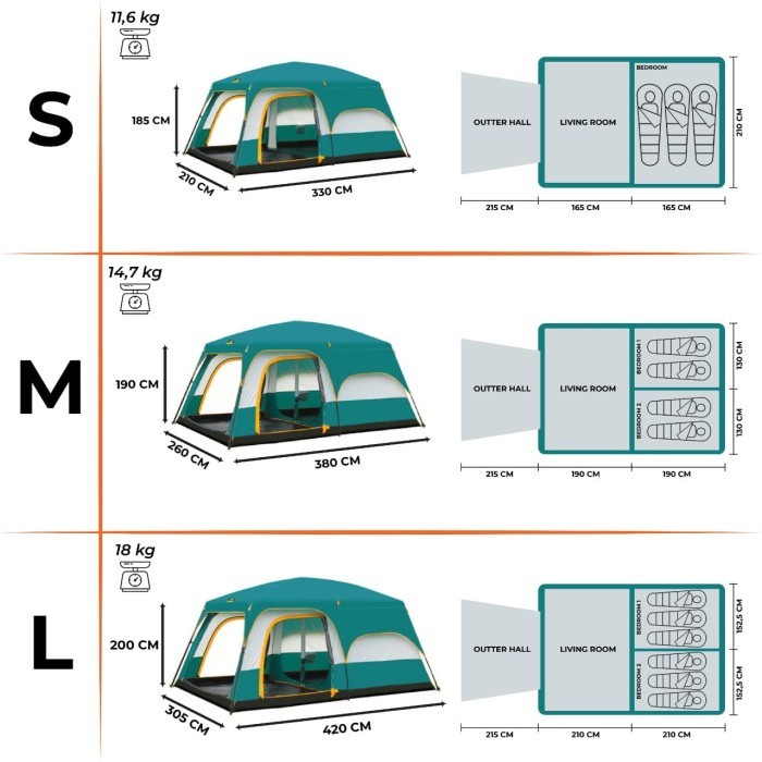 Tenda Family Kap 3-6 Orang Chanodug FX2028 Size S Camping Outdoor Tent