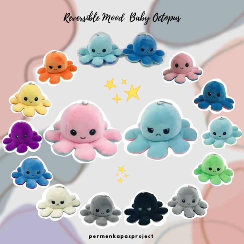Reversible Mood Baby Octopus / Flip Boneka Gurita Tik Tok