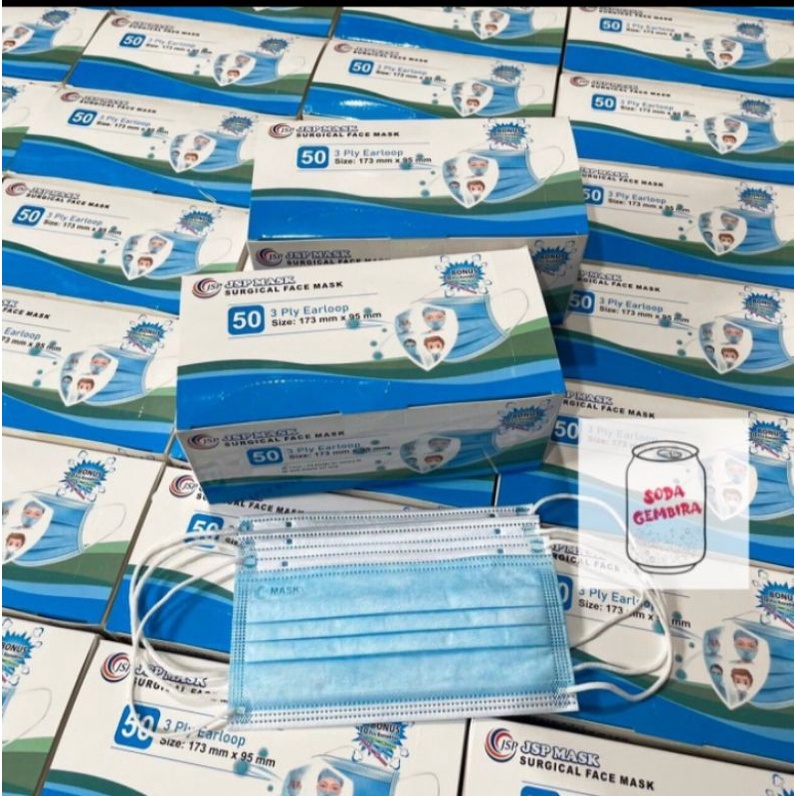 masker medis JSP 3 play earlop surgical mask/warna hitam