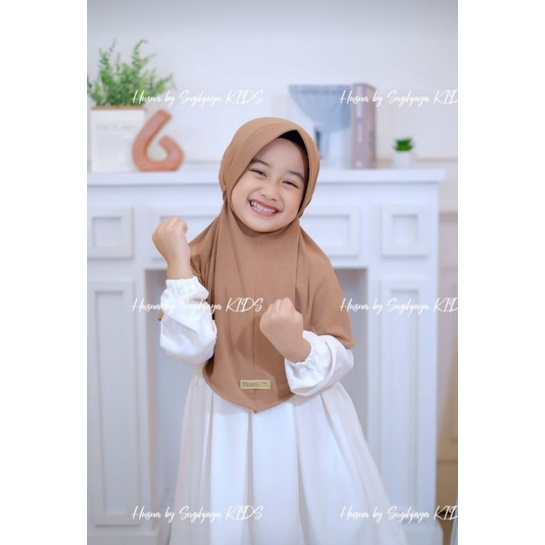 [ORI HUSNA] Bergo Pad Ropel Kids Kerudung Husna Tali kepang