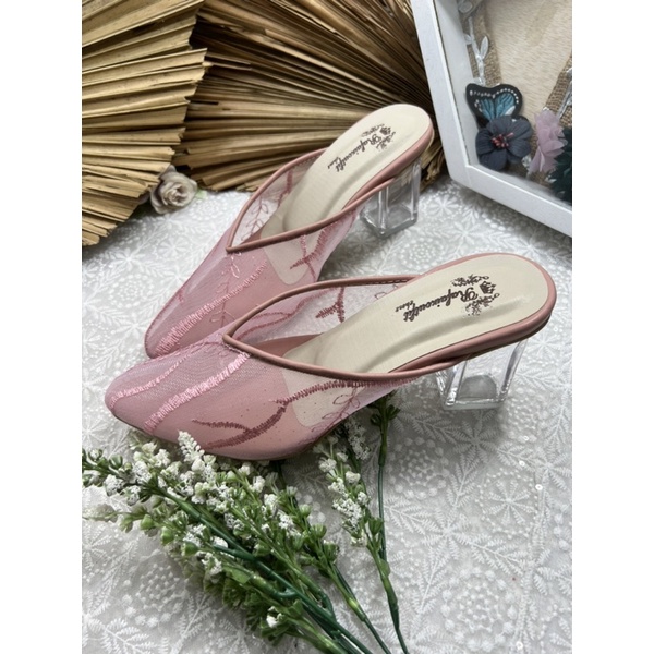 sepatu wanita johana dustypink 7cm kaca