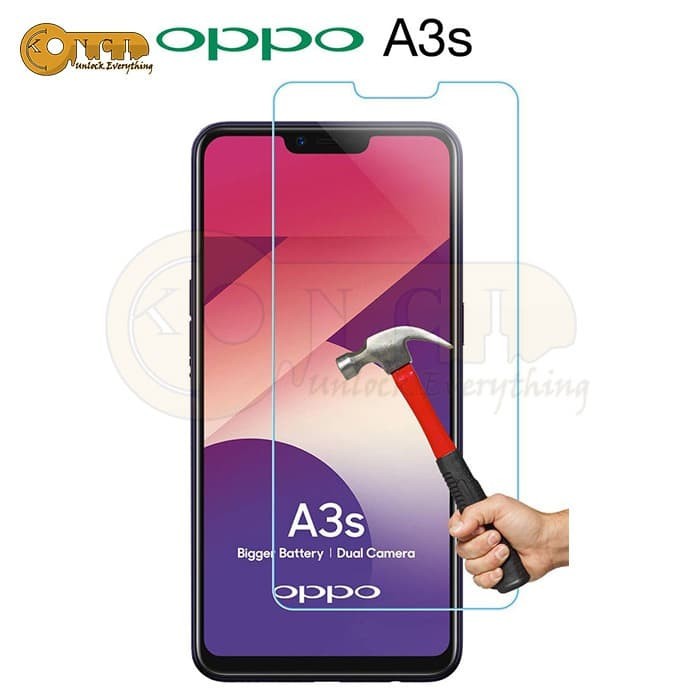 Tempered Glass Oppo A3s Screen Guard Antigores Kaca Bening