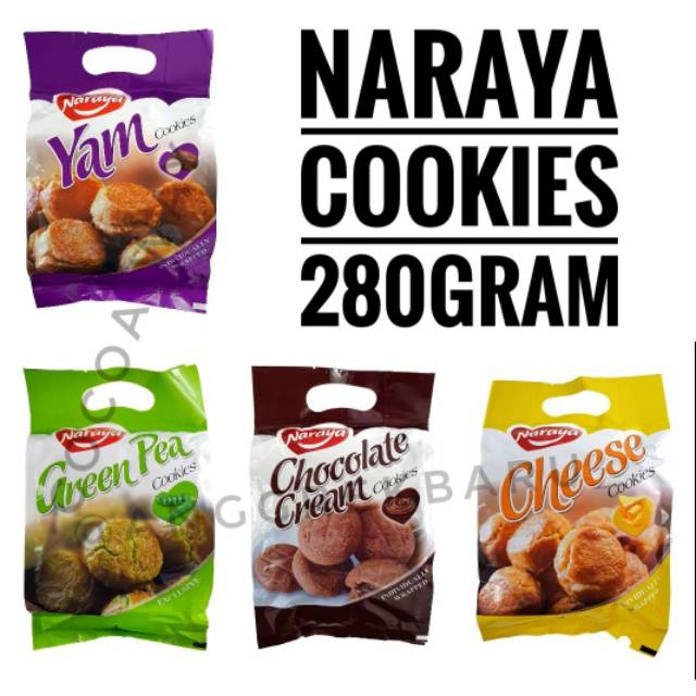 

Kukis Naraya Cookies 280gr / Flavour Green Peas Yam Chocolate Cheese