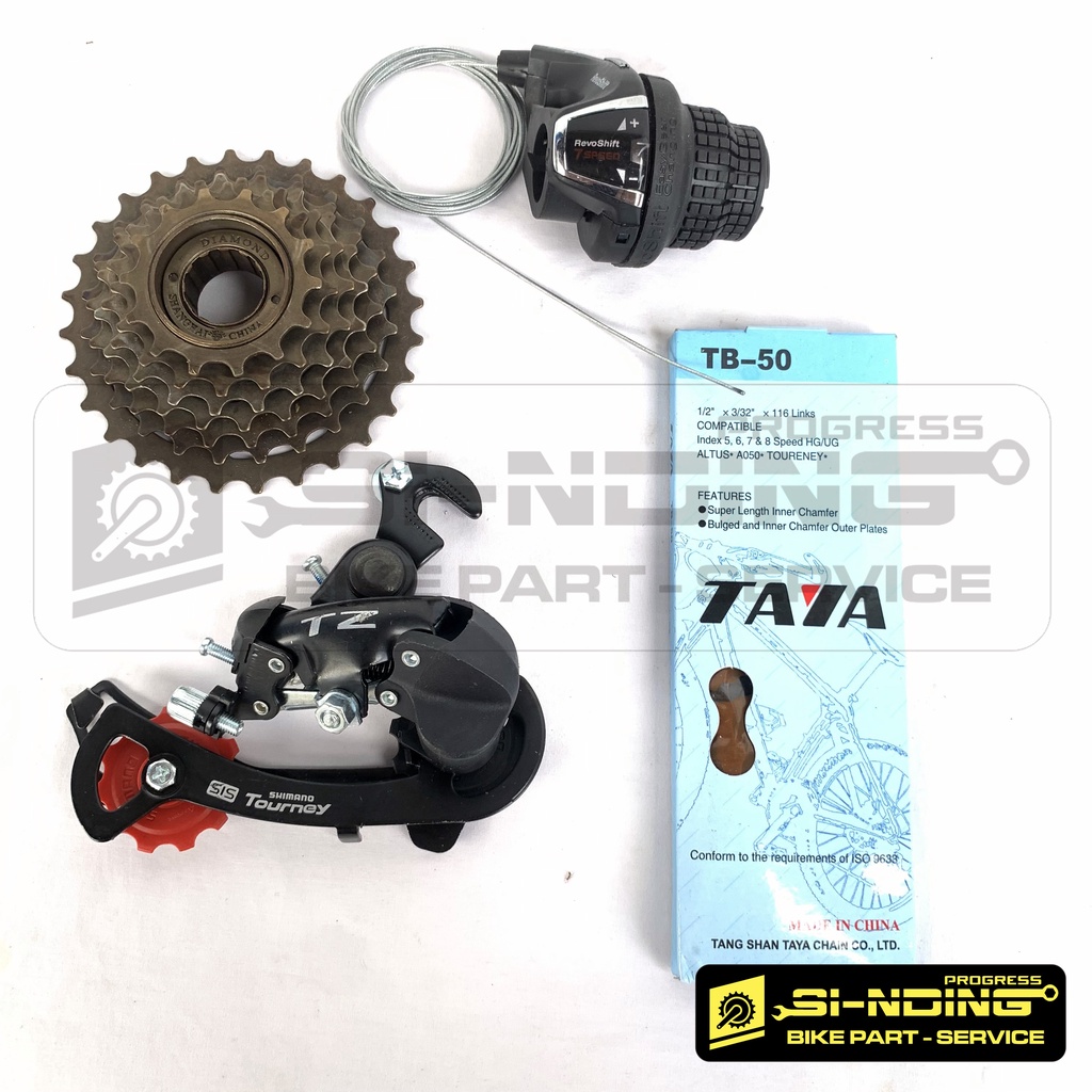 Mini Groupset Sepeda Lipat Minion MTB 7 Speed Sprocket Drat RD Shifter Shimano Rantai Taya
