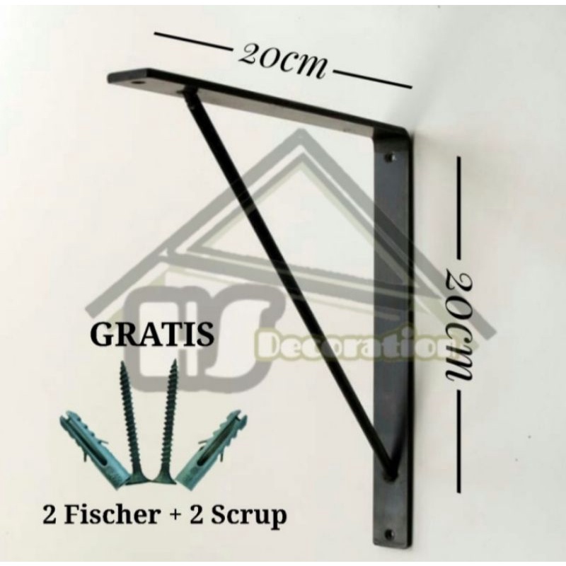Rak Besi Siku Penyangga Ambalan, Besi Siku Tempel Dinding, Brecket 20x20 cm