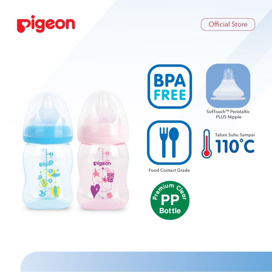 Makassar ! Bottle / Botol Susu Pigeon PP Clear Wide Neck 160 ml