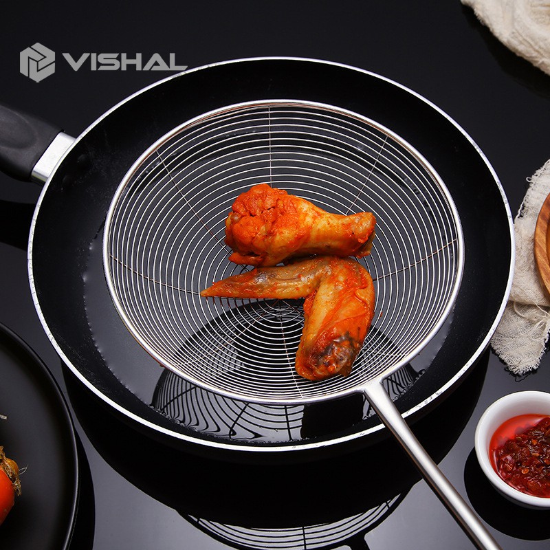 VISHAL Saringan Minyak Tirisan Goreng Serokan Masak Stainless Tahan Panas Colander Spoon/ RH