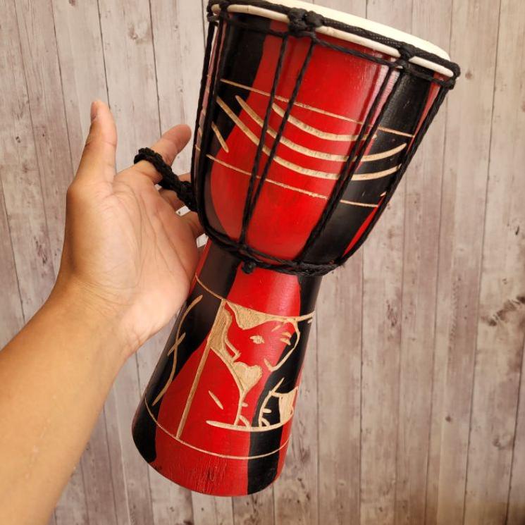Pusat Original Kendang Jimbe Ketipung Anak Motif Unik Ukir Tinggi 30cm Gendang Mainan Hiasan Termurah Bergaransi-5