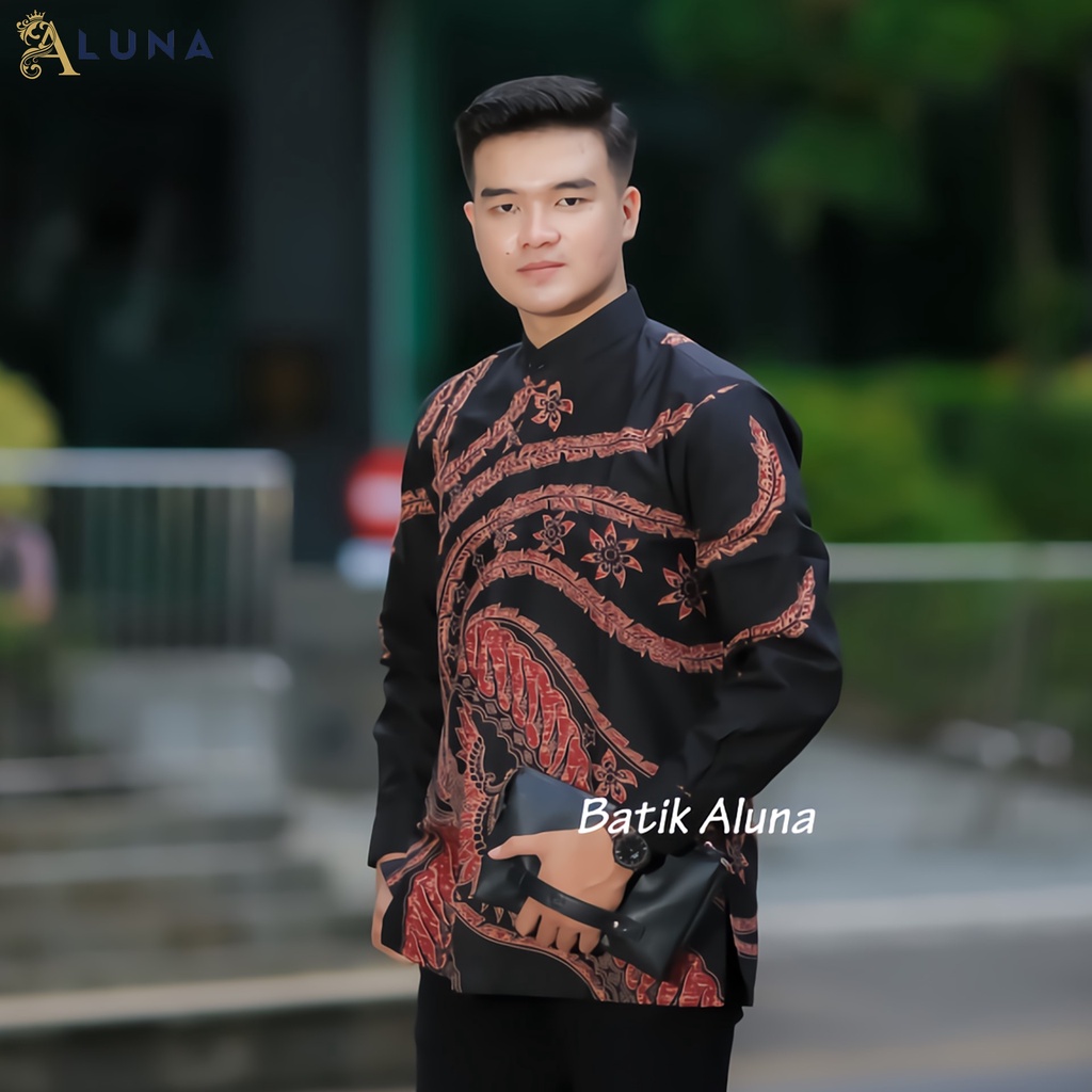 Aluna Baju Kemeja Koko Kurta Pakistan Pria Dewasa Motif Batik Baju Muslim Lengan Panjang Terbaru Good Quality Katun Premium MBA 008