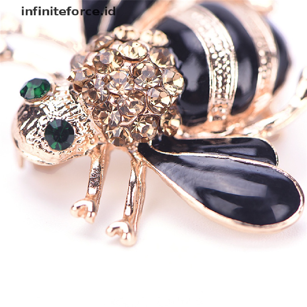 Bros Pin Bentuk Lebah Lapis Emas Aksen Kristal Berlian Imitasi Untuk Wanita