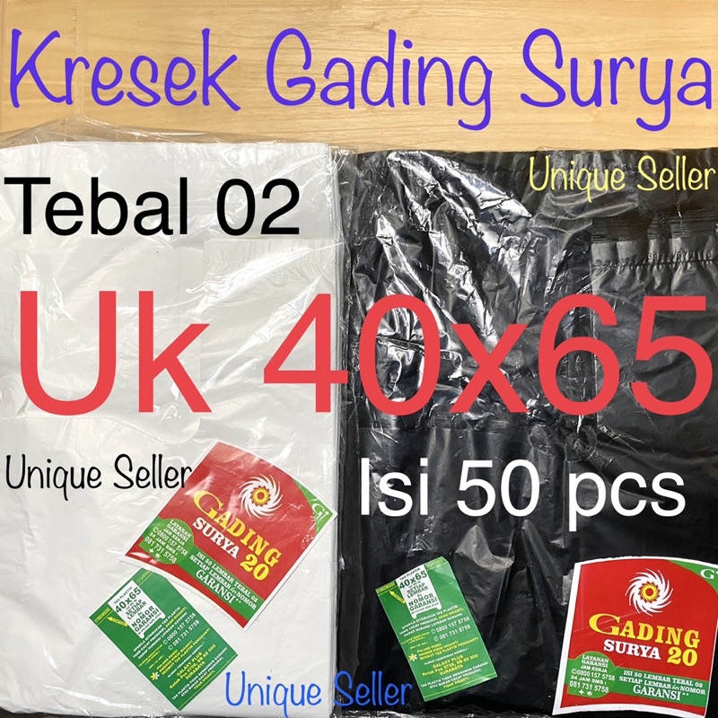 Kresek Gading Surya 40x65 Tebal 02 isi 50 pcs / Kantong Kresek Bola Api Gading Surya Uk 40 Merah Putih Hitam / Kantong Plastik Gading Surya Bola Api 40x65 Tebal 02 / Kresek HD Gading Surya Bola Api 40x65 x 02