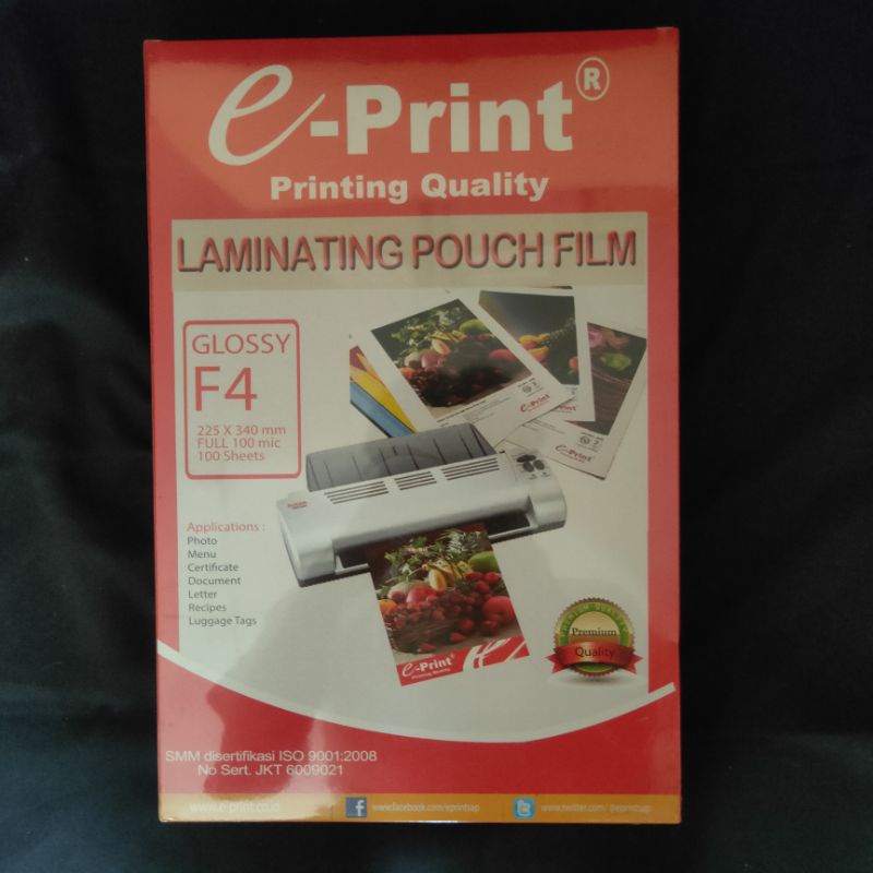 

E-print laminating pouch film glossy F4