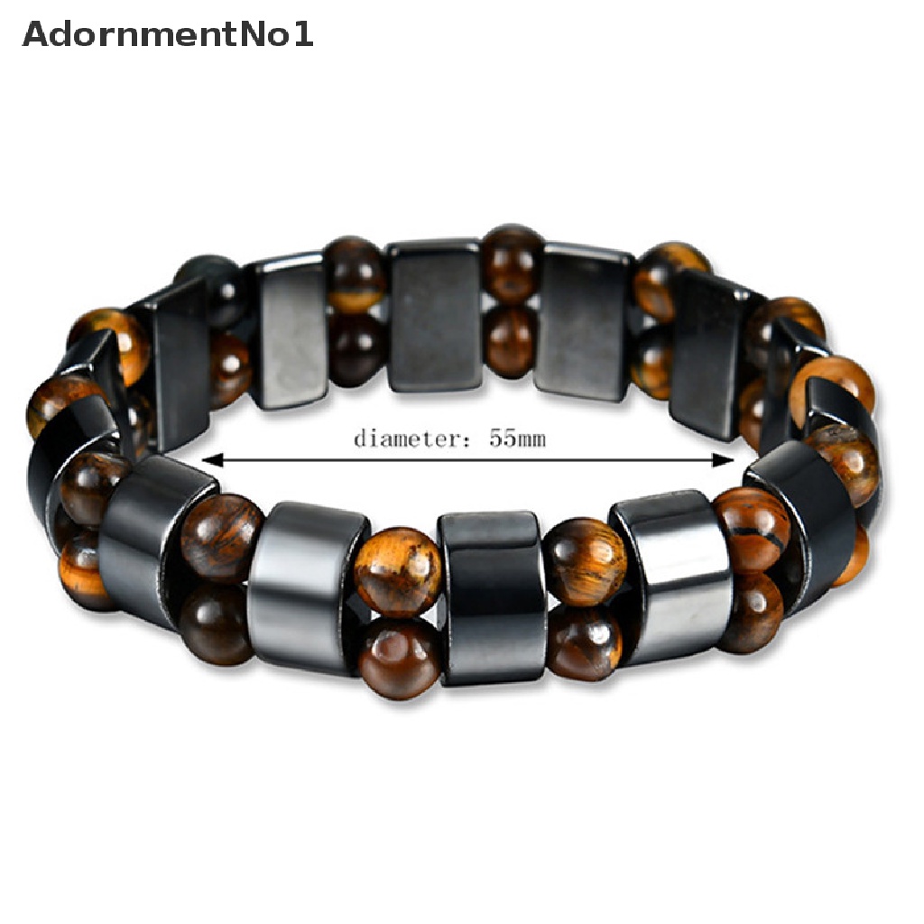 (AdornmentNo1) Gelang Tangan Batu Hematite Magnetik Warna Hitam Untuk Terapi Kesehatan / Menurunkan Berat Badan