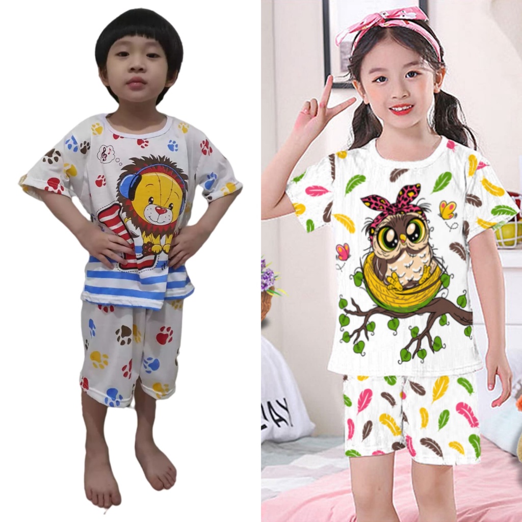 Rillo - setelan playful colour anak cewek cowok / set anak perempuan &amp; laki laki / setelan anak motif kombinasi umur 2-7 tahun