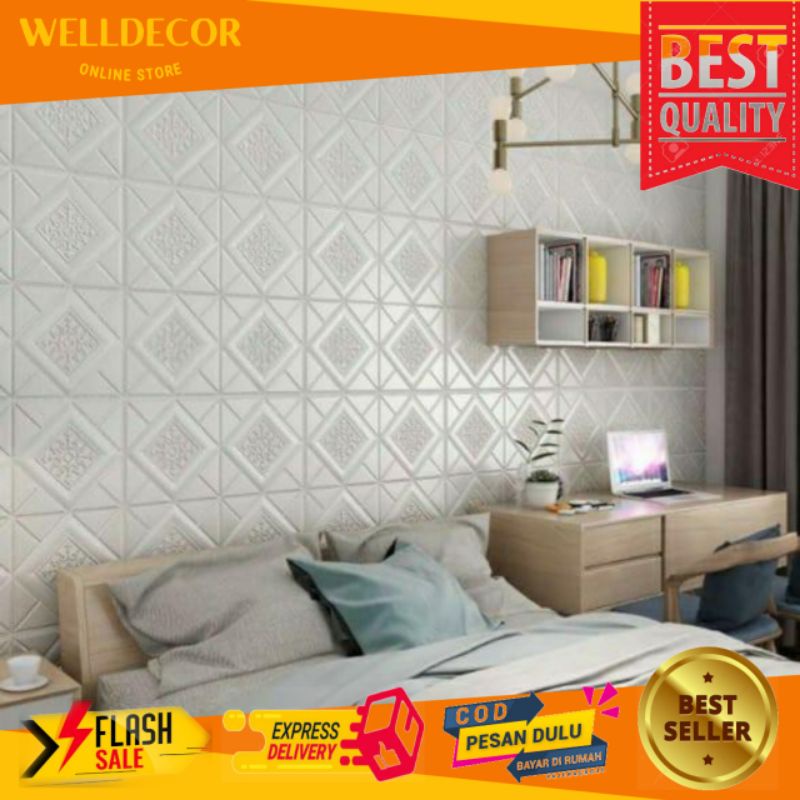 WALLPAPER DINDING 3D FOAM MODERN MOTIF BATIK TATAMI PUTIH POLOS WALLPAPER MEWAH WALLPAPER KEKINIAN W