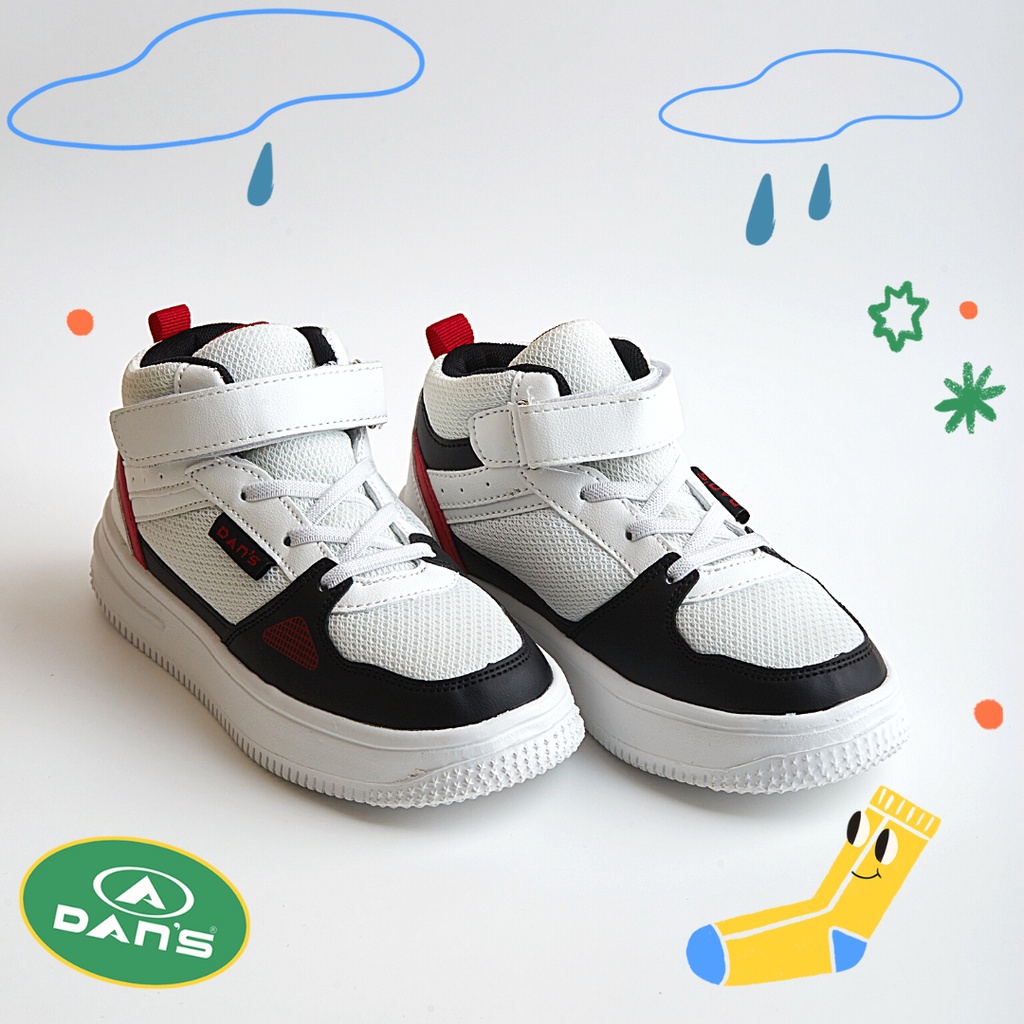 Dans Jodan Sepatu Sneakers Anak Laki-Laki - White Black