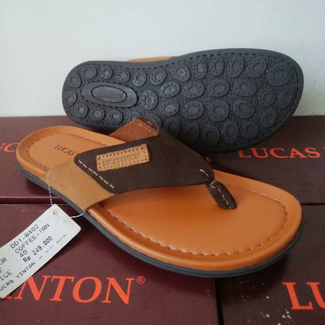 Sandal kulit Lucas Vinton DD1-8402 size 39-43, sandal kasual kulit, sandal harian kulit