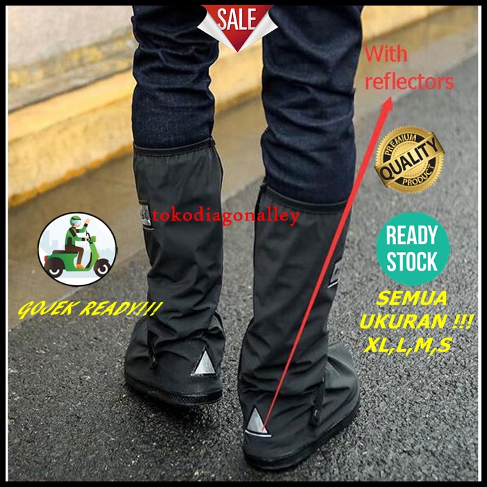 Jas Hujan Sepatu XL L M S Premium Rain Shoes Cover Sepatu Sarung Sepatu Anti Air Waterproof Reflektor Cahaya