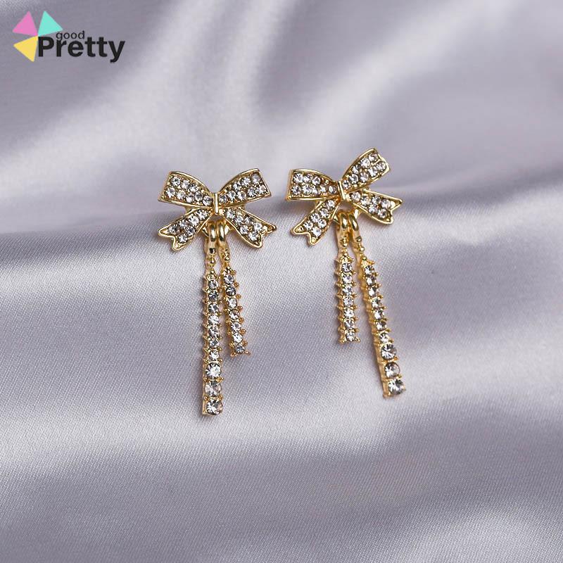 Anting perak/Anting Berlian Mutiara Fashion Elegan Sederhana Temperamen Anting Wanita Rumbai Panjang - PD