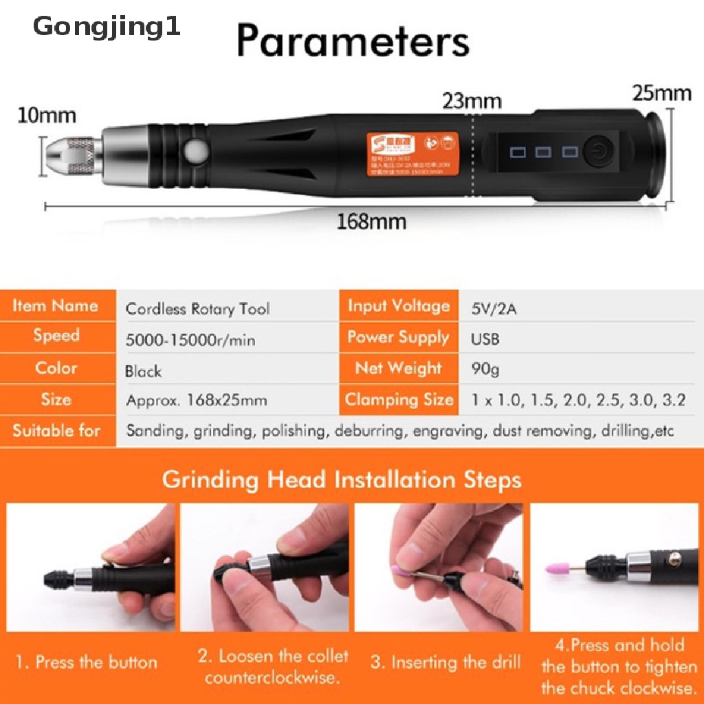 Gongjing1 Pen Bor Elektrik Mini Usb Untuk Ukir / Poles