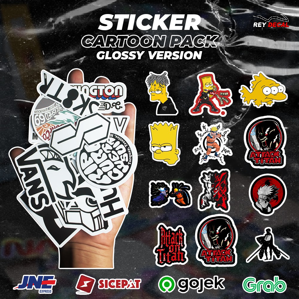 

CUTTING STICKER PACK GLOSSY VYNIL AESTHETIC THEME CARTOON MOTOR LAPTOP AKSESORIS MOTOR HARTA TAHTA