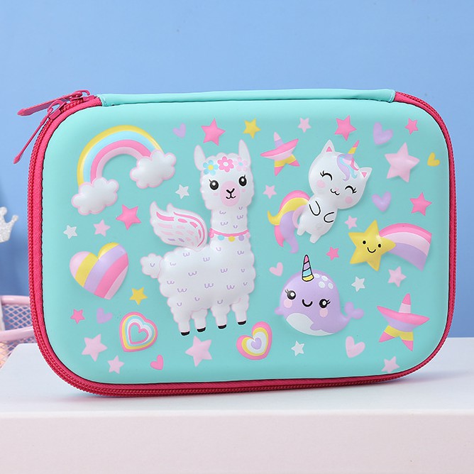 Tempat pensil unicorn kotak pensil pensil case hardtop 3D unicorn lucu