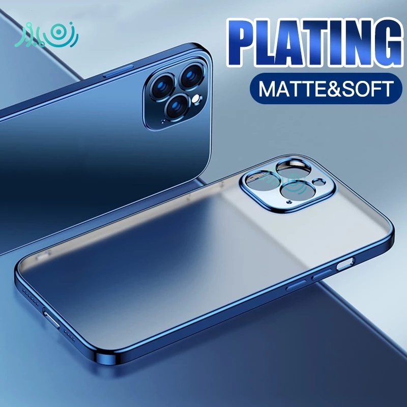 【Matte】case iPhone 11 12 Pro Max X XR XS 7+ 8 Plus SE 2 2020 Luxury Square Frame Plating Clear Phone Case Transparent Silicone Cove