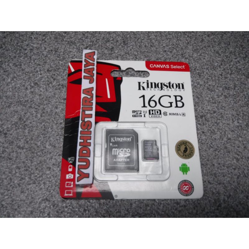 Kingston microSD Card 16GB 80MB/s Original Resmi